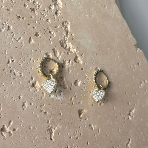 CZ Heart Huggie Earrings