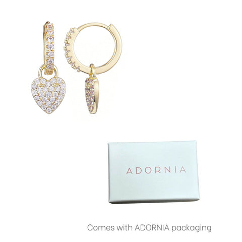 CZ Heart Huggie Earrings