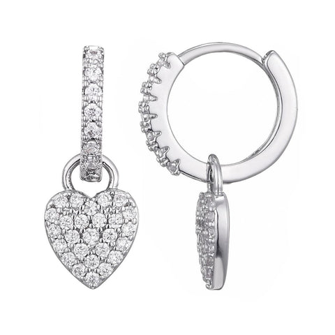 CZ Heart Huggie Earrings