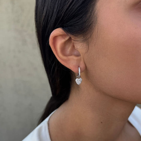 CZ Heart Huggie Earrings