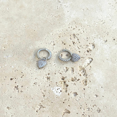 CZ Heart Huggie Earrings