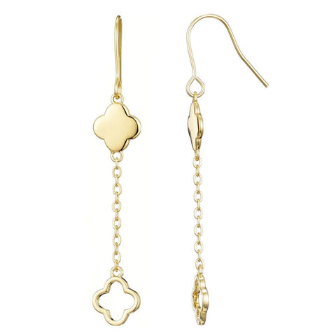 14k Gold Plated Clover Drop Earrings