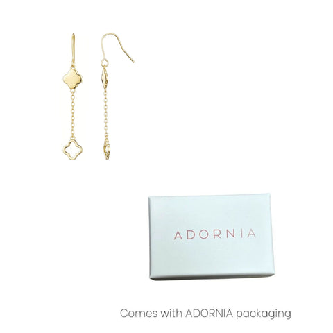 14k Gold Plated Clover Drop Earrings