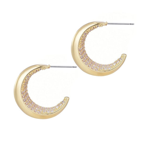 14k Gold Plated Crystal Lined Hoop Earrings