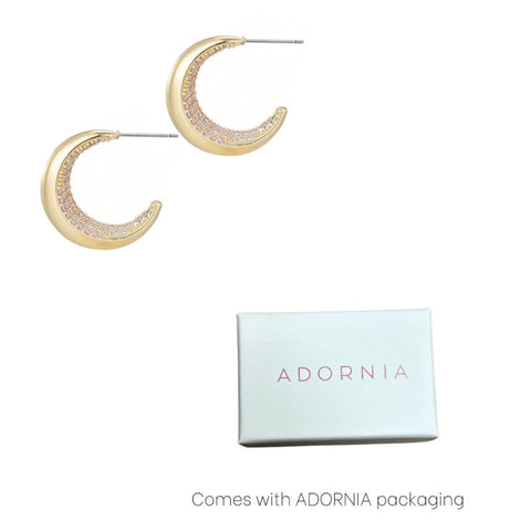 14k Gold Plated Crystal Lined Hoop Earrings