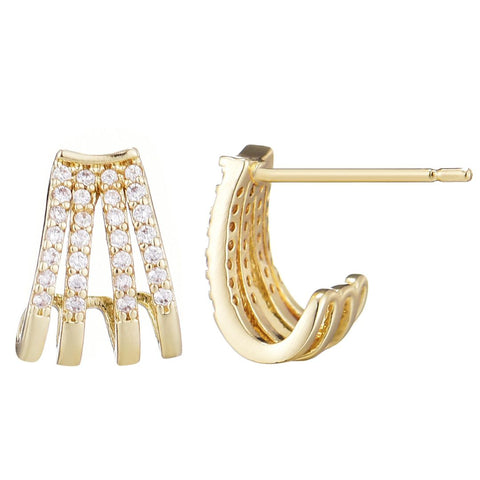 14k Gold Plated CZ Ear Wrap Huggie Earrings