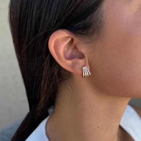 14k Gold Plated CZ Ear Wrap Huggie Earrings