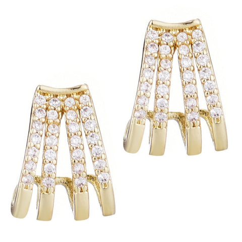 14k Gold Plated CZ Ear Wrap Huggie Earrings