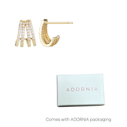 14k Gold Plated CZ Ear Wrap Huggie Earrings