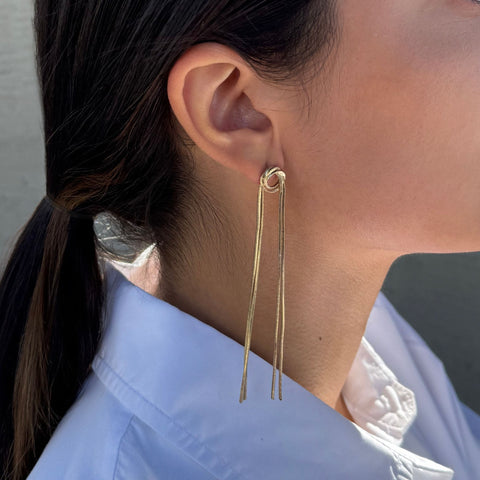 14k Gold Plated Slinky Rope Chain Sweeper Earrings