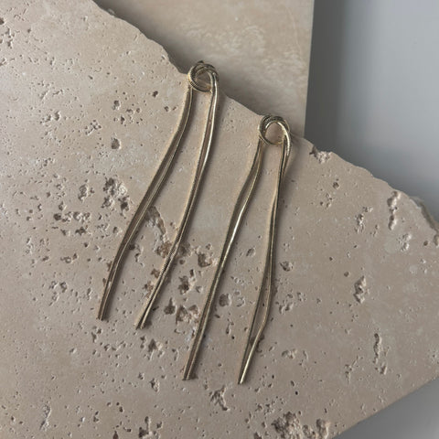 14k Gold Plated Slinky Rope Chain Sweeper Earrings