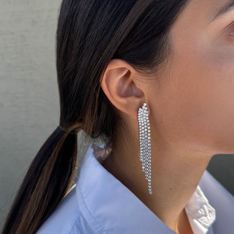 Silver Plated Crystal Cascade Sweeper Earrings