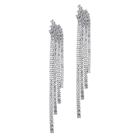 Silver Plated Crystal Cascade Sweeper Earrings