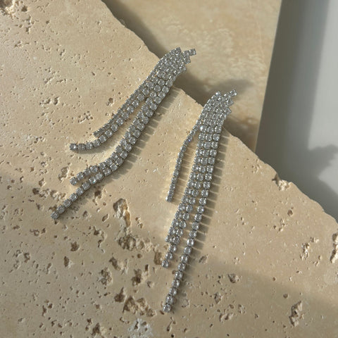 Silver Plated Crystal Cascade Sweeper Earrings