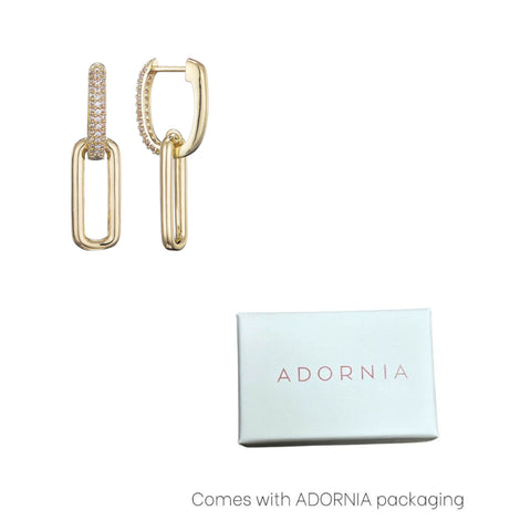 14K Gold Plated Crystal Single Link Drop Earrings