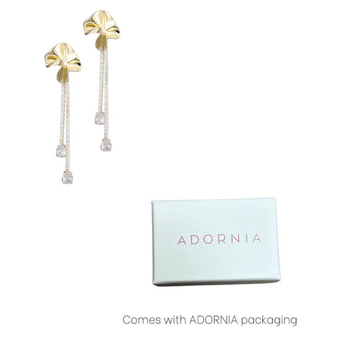 14k Gold Plated Flower Crystal Tennis Drop Earrings
