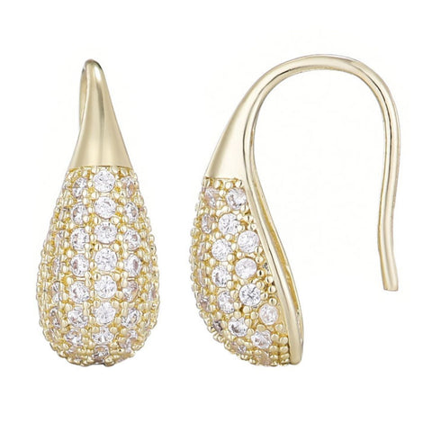 14k Gold Plated CZ Teardop Wire Earrings