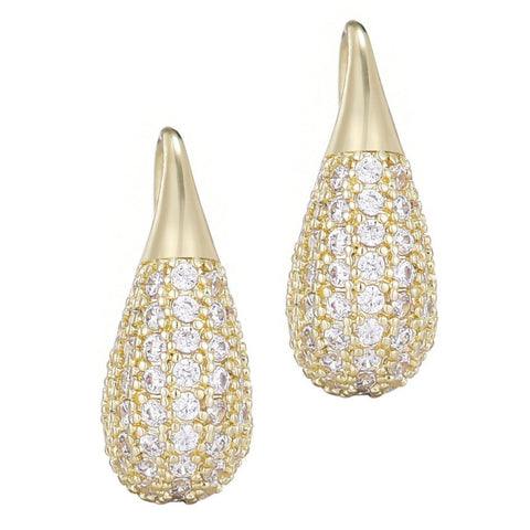 14k Gold Plated CZ Teardop Wire Earrings