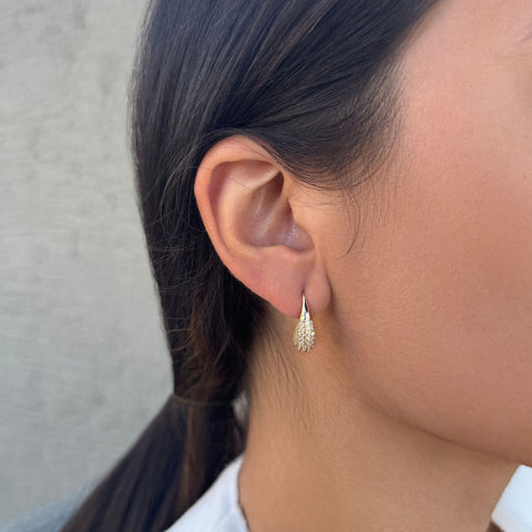 14k Gold Plated CZ Teardop Wire Earrings