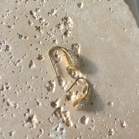 14k Gold Plated CZ Teardop Wire Earrings