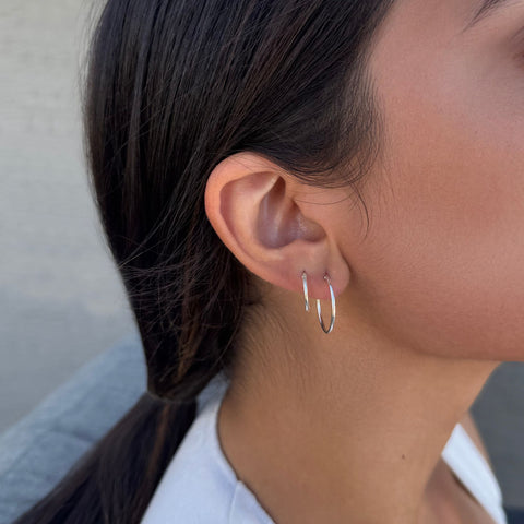 .925 Sterling Silver Set of 3 Endless Hoop Earrings