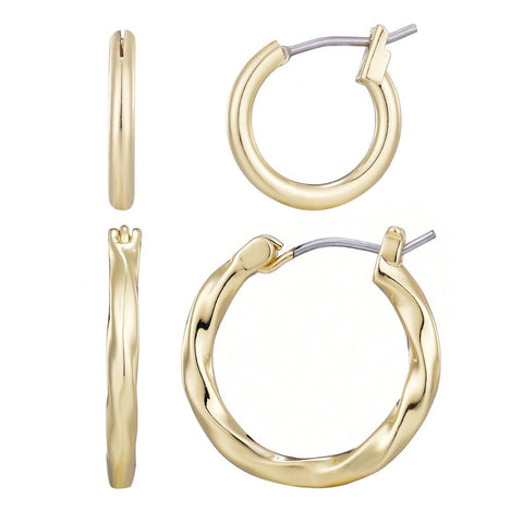14k Gold Plated Set of 2 Hoop Earrings