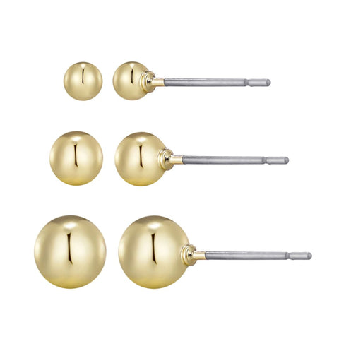Set of 3 Ball Stud Earrings