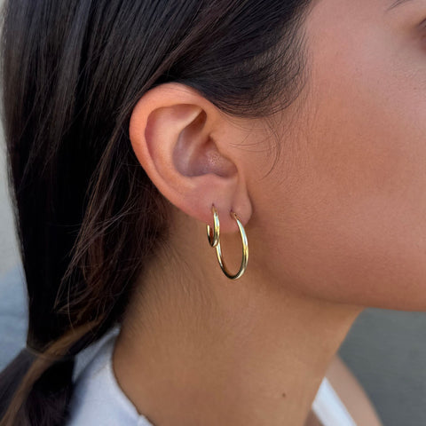 14k Gold Plated Set of 2 Endless Hoop Earrings