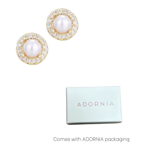 Freshwater Pearl CZ Halo Stud Earrings