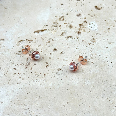 Freshwater Pearl CZ Halo Stud Earrings