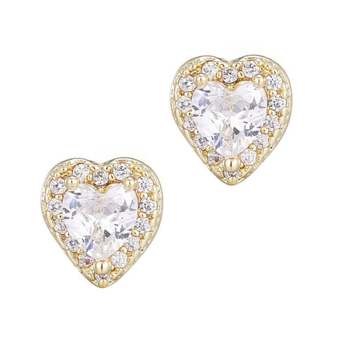 Heart CZ Halo Stud Earrings