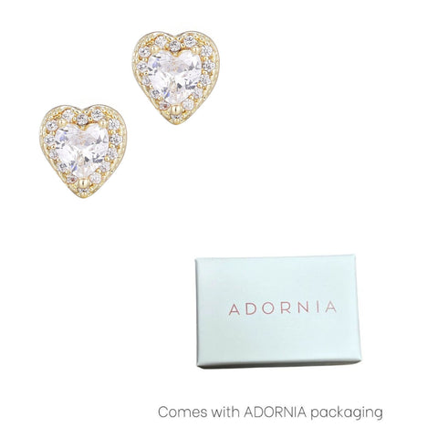 Heart CZ Halo Stud Earrings