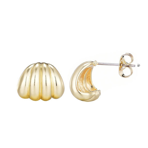 14k Gold Plated Fluted Wrap Around Huggie Earrings