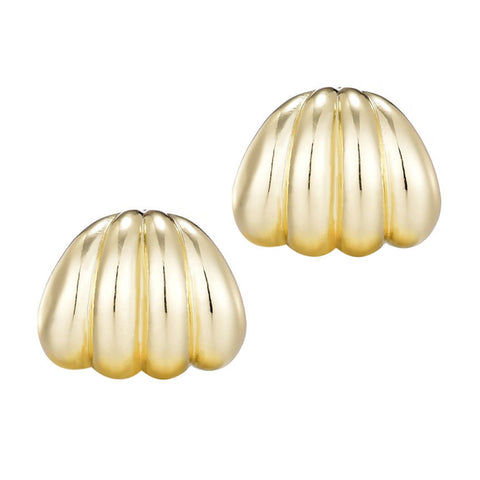 14k Gold Plated Fluted Wrap Around Huggie Earrings