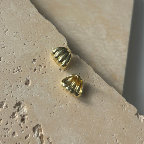 14k Gold Plated Fluted Wrap Around Huggie Earrings