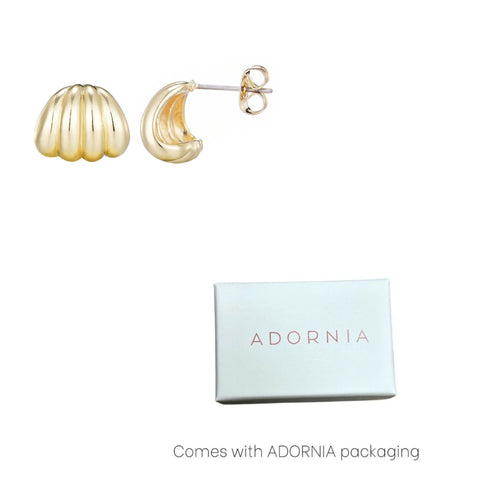 14k Gold Plated Fluted Wrap Around Huggie Earrings