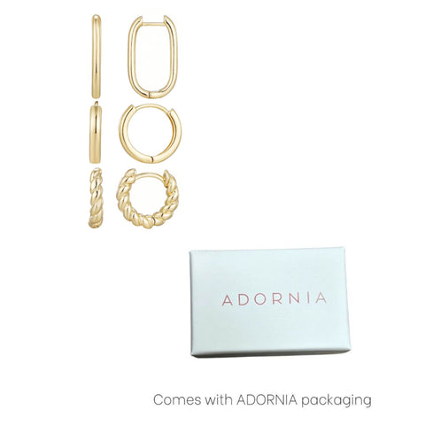 14k Gold Plated Set of 3 Hoop Earrings Set