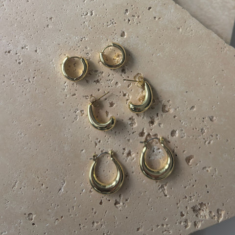 14k Gold Plated Set of 3 Hoop Earrings  Set