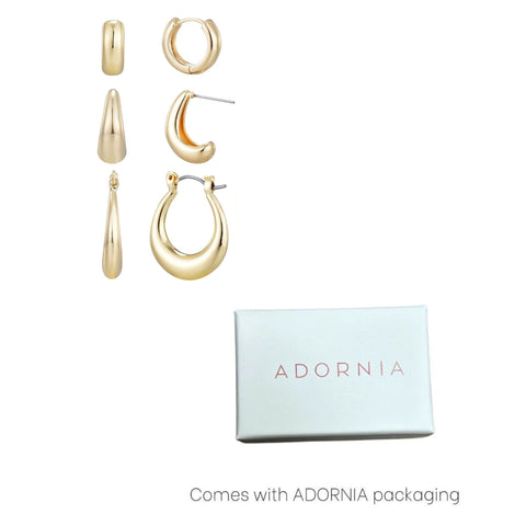 14k Gold Plated Set of 3 Hoop Earrings  Set