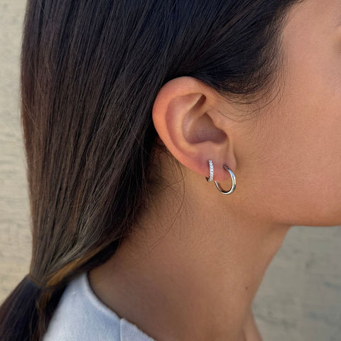 Silver Plated CZ Hoop and Solitaire Stud Set