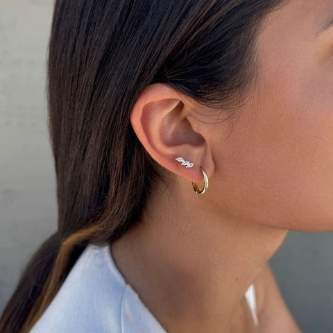 14k Gold Plated Huggie and Stud Earring Set