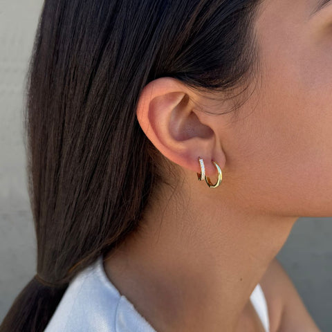 14k Gold Plated Huggie and Stud Earring Set