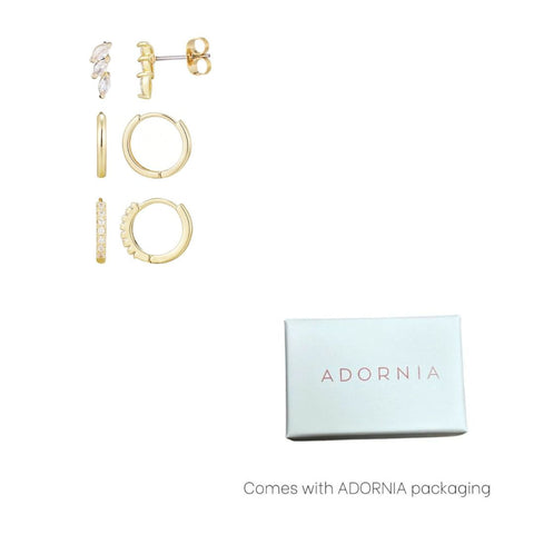 14k Gold Plated Huggie and Stud Earring Set