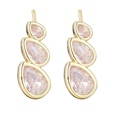 14k Gold Plated Crystal Climber Earrings