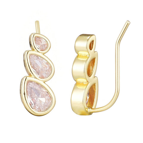 14k Gold Plated Crystal Climber Earrings