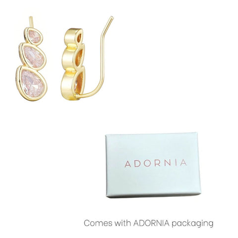 14k Gold Plated Crystal Climber Earrings