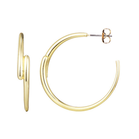 14k Gold Plated Overlapping Hoop Earrings