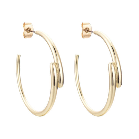 14k Gold Plated Overlapping Hoop Earrings