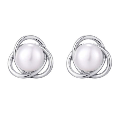 Silver Plated Freshwater Pearl Stud Earrings