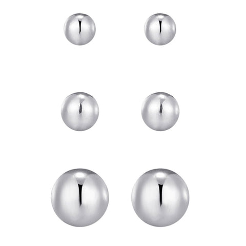 Set of 3 Ball Stud Earrings